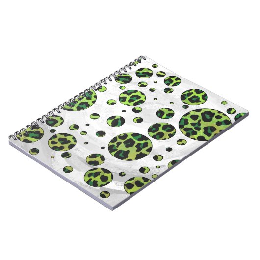 Polka Dot Leopard Black und Green Notizblock (Linke Seite)
