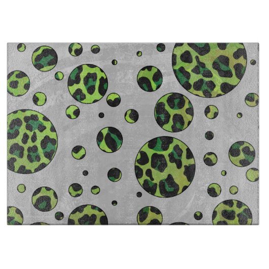 Polka Dot Leopard Black und Green Schneidebrett (Vorderseite)