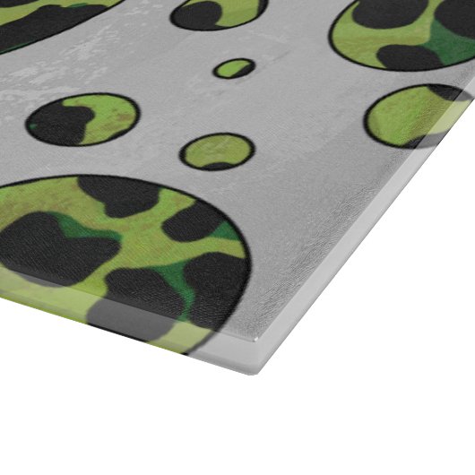 Polka Dot Leopard Black und Green Schneidebrett (Ecke)