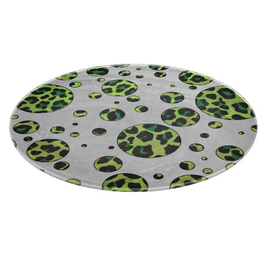 Polka Dot Leopard Black und Green Schneidebrett (Ecke)