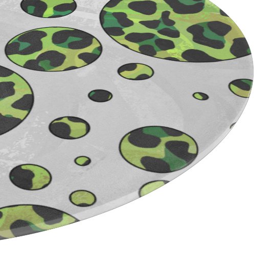 Polka Dot Leopard Black und Green Schneidebrett (Ecke)