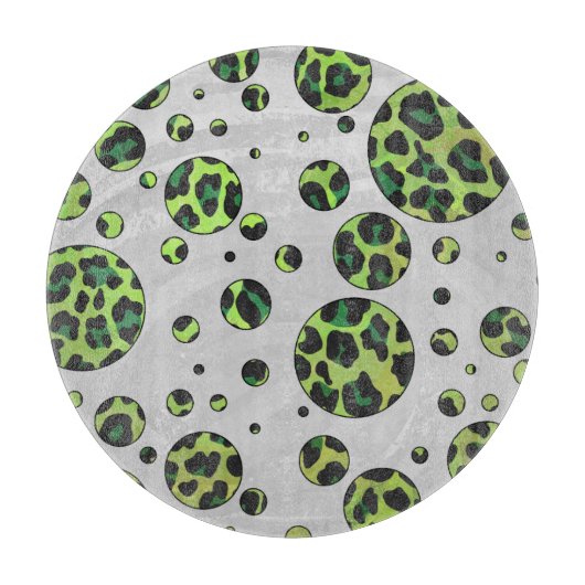 Polka Dot Leopard Black und Green Schneidebrett (Vorderseite)