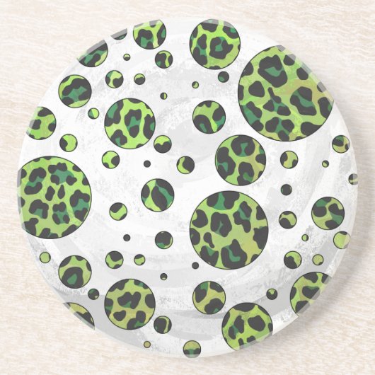 Polka Dot Leopard Black und Green Untersetzer (Vorne)