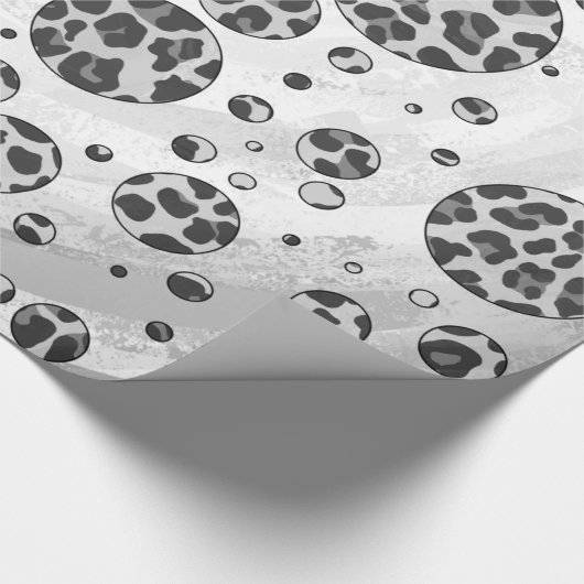 Polka Dot Leopard Schwarzweiß-Design Geschenkpapier (Ecke)