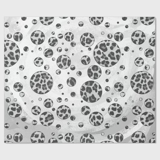 Polka Dot Leopard Schwarzweiß-Design Geschenkpapier (Flach)