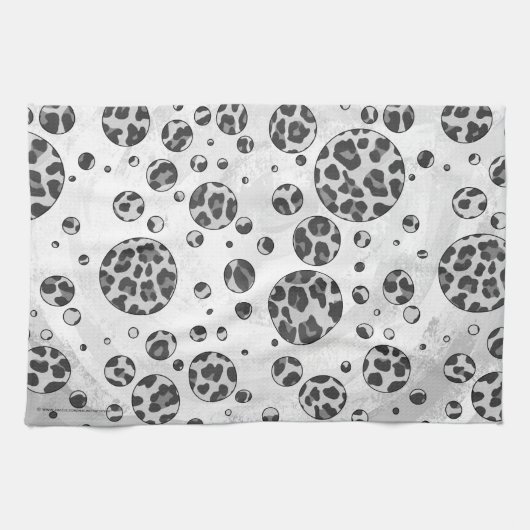 Polka Dot Leopard Schwarzweiß-Design Handtuch (Horizontal)