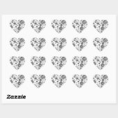 Polka Dot Leopard Schwarzweiß-Design Herz-Aufkleber (Blatt)