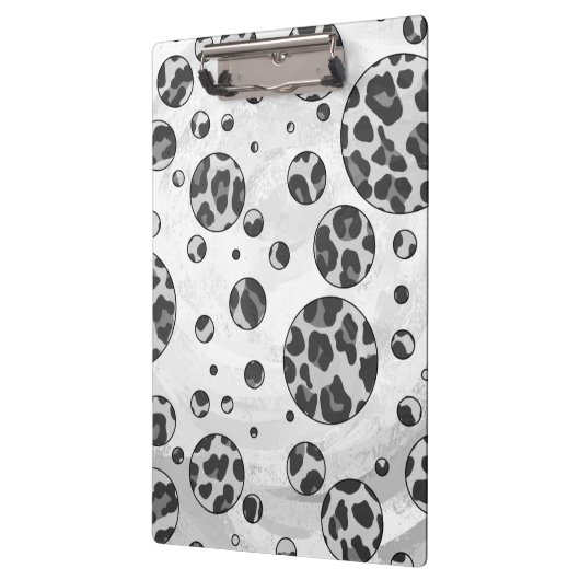 Polka Dot Leopard Schwarzweiß-Design Klemmbrett (Links)