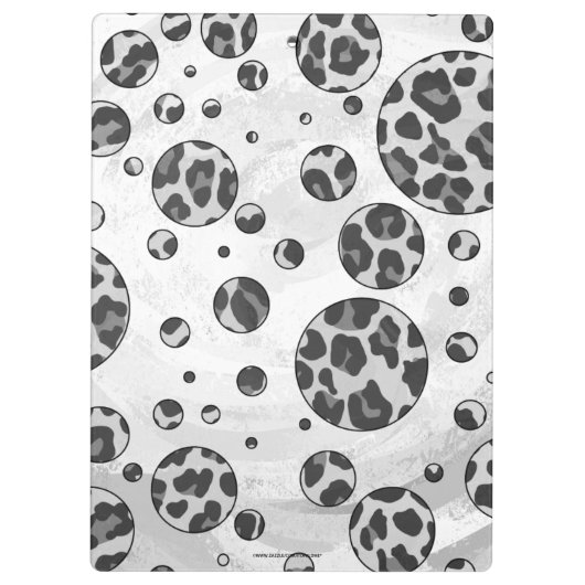 Polka Dot Leopard Schwarzweiß-Design Klemmbrett (Rückseite)