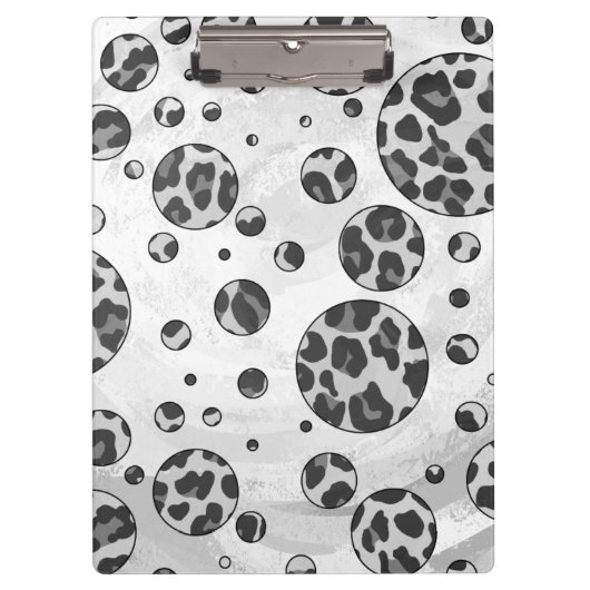 Polka Dot Leopard Schwarzweiß-Design Klemmbrett (Vorderseite)