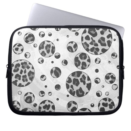 Polka Dot Leopard Schwarzweiß-Design Laptopschutzhülle (Vorderseite)