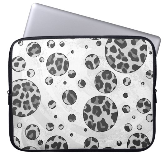 Polka Dot Leopard Schwarzweiß-Design Laptopschutzhülle (Vorderseite)
