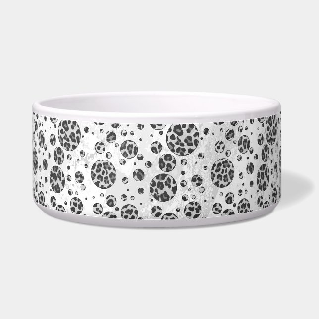 Polka Dot Leopard Schwarzweiß-Design Napf (Rechts)