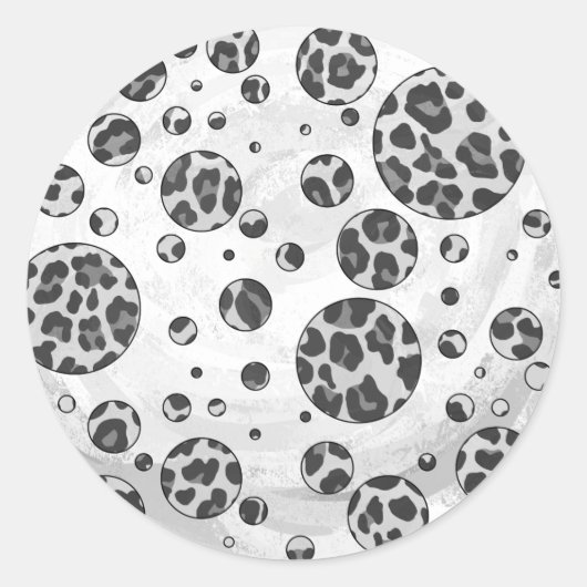 Polka Dot Leopard Schwarzweiß-Design Runder Aufkleber (Vorderseite)