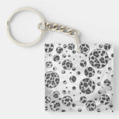 Polka Dot Leopard Schwarzweiß-Design Schlüsselanhänger (Vorderseite)