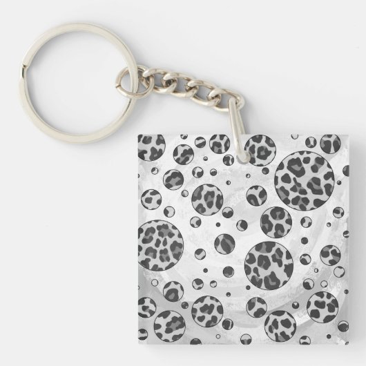 Polka Dot Leopard Schwarzweiß-Design Schlüsselanhänger (Vorderseite)