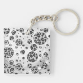 Polka Dot Leopard Schwarzweiß-Design Schlüsselanhänger (Rückseite)