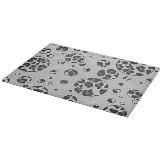 Polka Dot Leopard Schwarzweiß-Design Schneidebrett (Ecke)