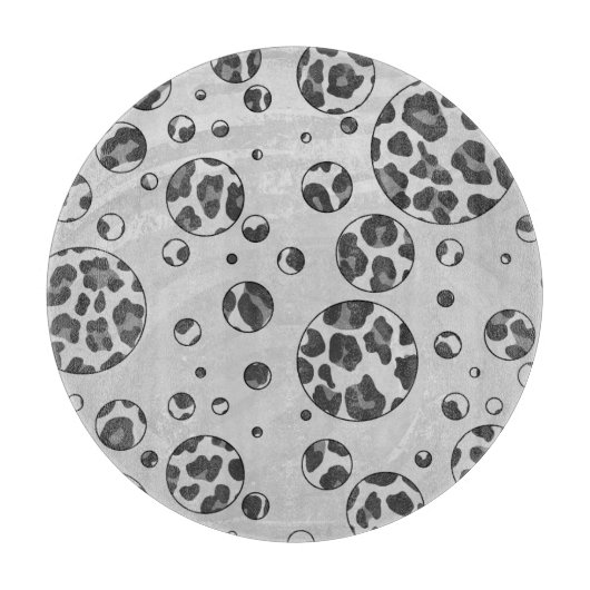 Polka Dot Leopard Schwarzweiß-Design Schneidebrett (Vorderseite)