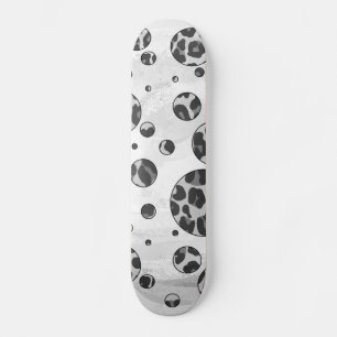 Polka Dot Leopard Schwarzweiß-Design Skateboard