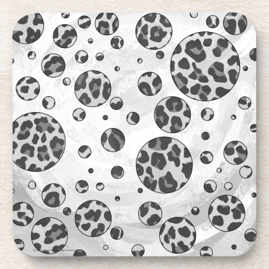 Polka Dot Leopard Schwarzweiß-Design Untersetzer (Vorderseite)