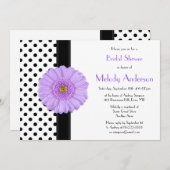 Polka Dot Lila Daisy Bridal Dusche Einladung (Vorne/Hinten)