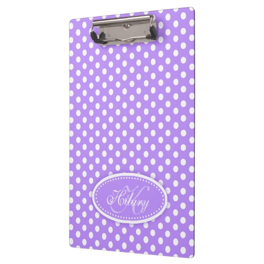 Polka dot lila individuelle Name und erste Zwische Klemmbrett (Links)