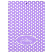 Polka dot lila individuelle Name und erste Zwische Klemmbrett (Rückseite)