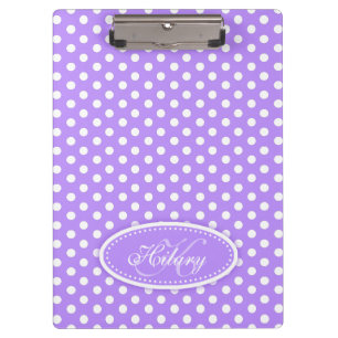 Polka dot lila individuelle Name und erste Zwische Klemmbrett