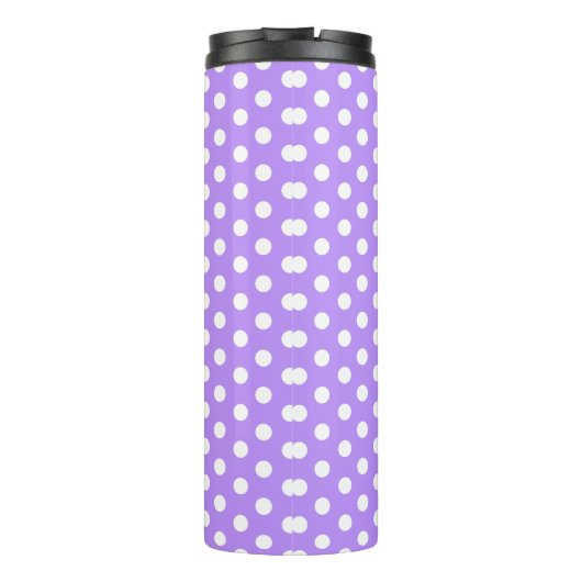 Polka dot lila und weiß personalisiert thermosbecher (Rückseite)