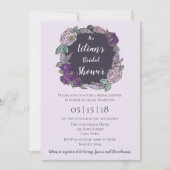 Polka Dot Lilac & Lavender Floral Brautparty Einladung (Vorderseite)