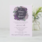 Polka Dot Lilac & Lavender Floral Brautparty Einladung (Stehend Vorderseite)