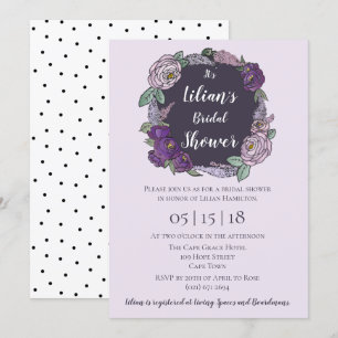 Polka Dot Lilac & Lavender Floral Brautparty Einladung