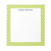 Polka Dot Lime Green Personalisiert Notepad Notizblock (Vorderseite)