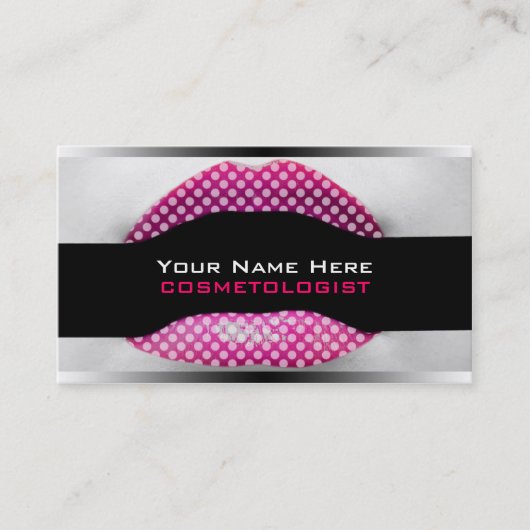 Polka Dot Lips Make-up Artist Business Cards Visitenkarte (Vorderseite)