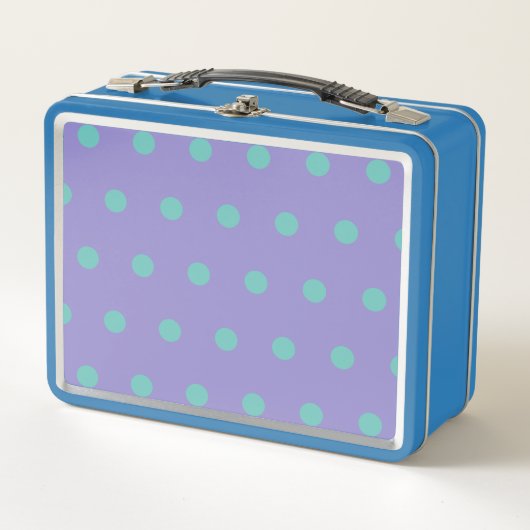 Polka Dot Metal Lunchbox (Lavender & Aqua) (Vorderseite)