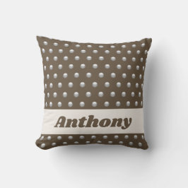 Polka Dot Metallisches Silber und Dunkelbraun Gepu Kissen