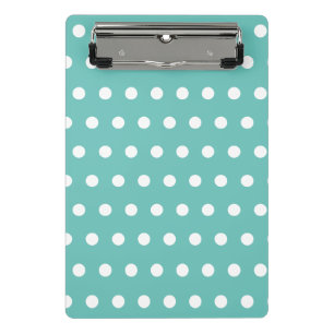 Polka Dot Mini Clipboard (Aqua & White) Mini Klemmbrett