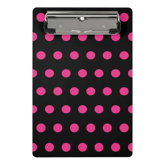 Polka Dot Mini Clipboard (Schwarz & Neon Pink) Klemmbrett (Vorderseite)