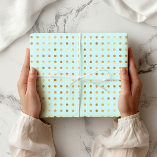Polka Dot Minze and Imitats Gold Foil Wrapping Pap Geschenkpapier