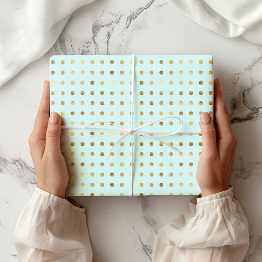 Polka Dot Minze and Imitats Gold Foil Wrapping Pap Geschenkpapier
