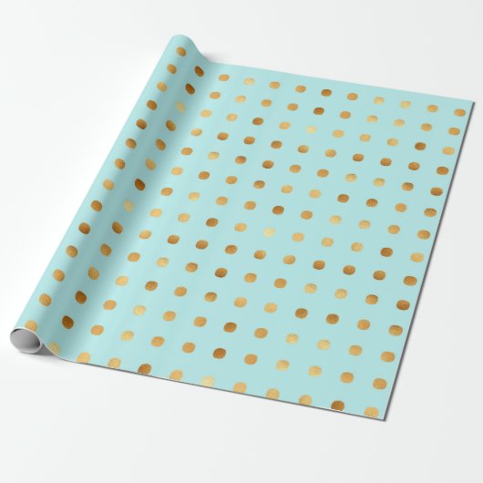 Polka Dot Minze and Imitats Gold Foil Wrapping Pap Geschenkpapier (Ungerollt)