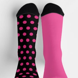 Polka Dot Mismatch Socken (Schwarz & Neon Pink)