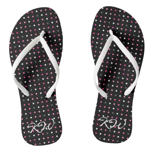 Polka Dot Mit Monogramm Flip Flops Badesandalen (Fußbett)