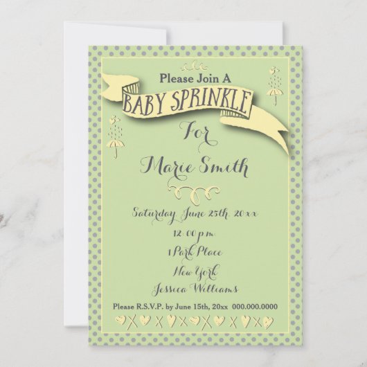Polka-Dot mit Ribbon-Babysprinke Einladung (Vorderseite)