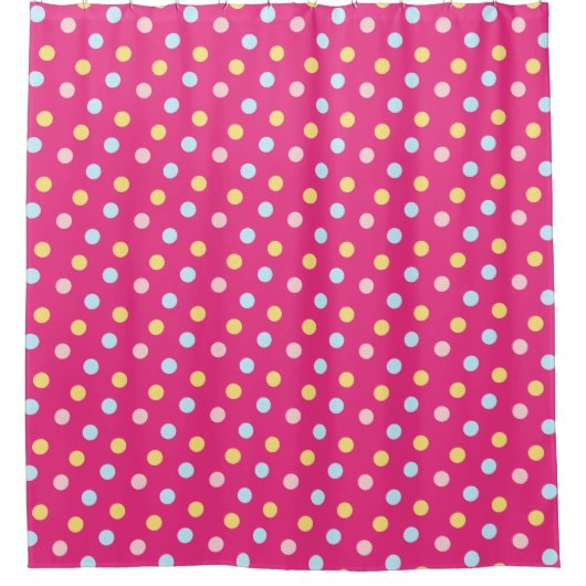 Polka Dot mit rosa Hintergrund Duschvorhang (Vorderseite)