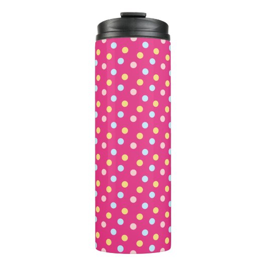 Polka Dot mit rosa Hintergrund Thermosbecher (Vorderseite)