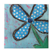 Polka Dot Mixed Media Blume Fliese (Vorderseite)