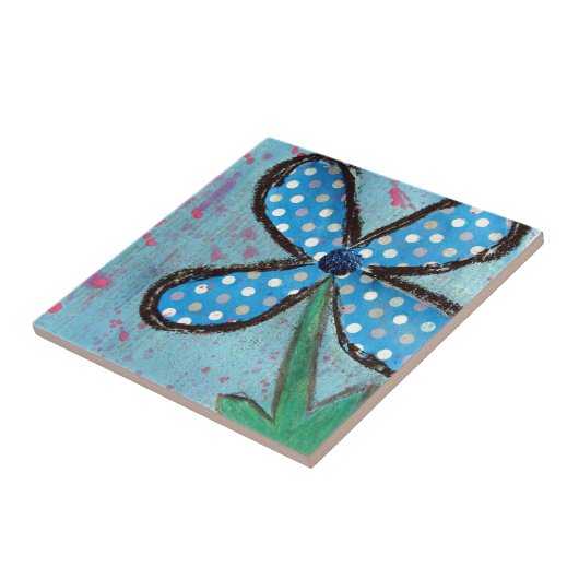 Polka Dot Mixed Media Blume Fliese (Seite)