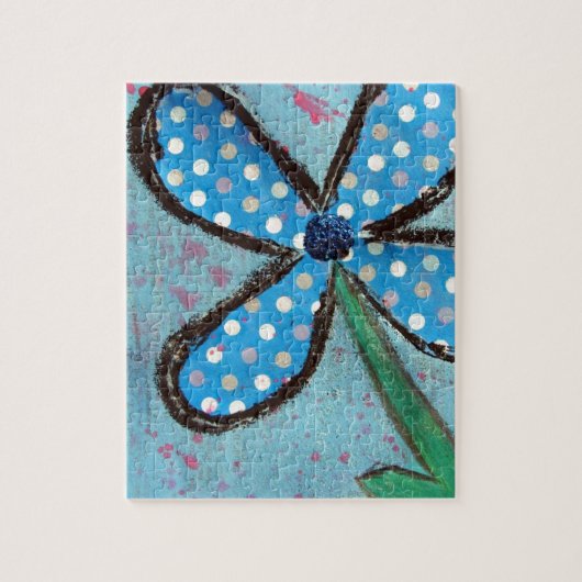 Polka Dot Mixed Media Blume Puzzle (Vertikal)